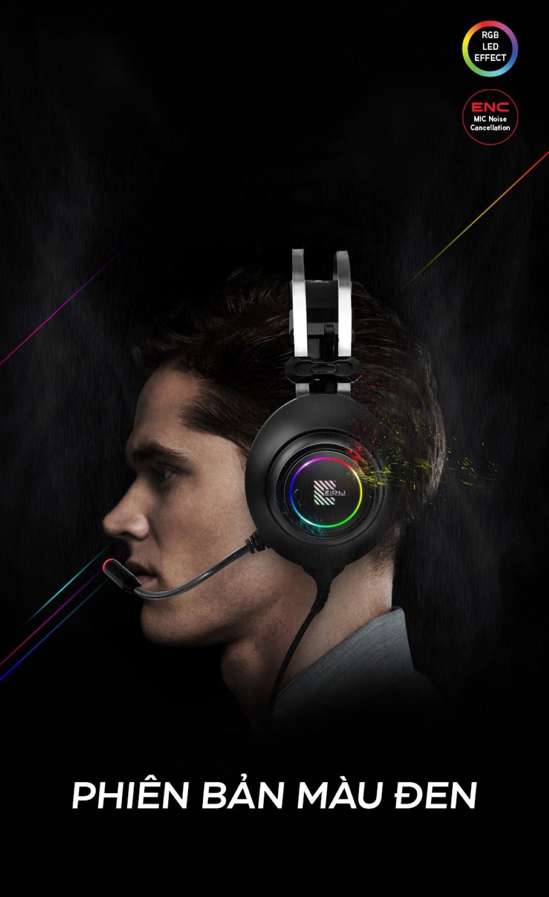 Tai nghe Zidli SCORE SH320V Black (7.1, USB, RGB)