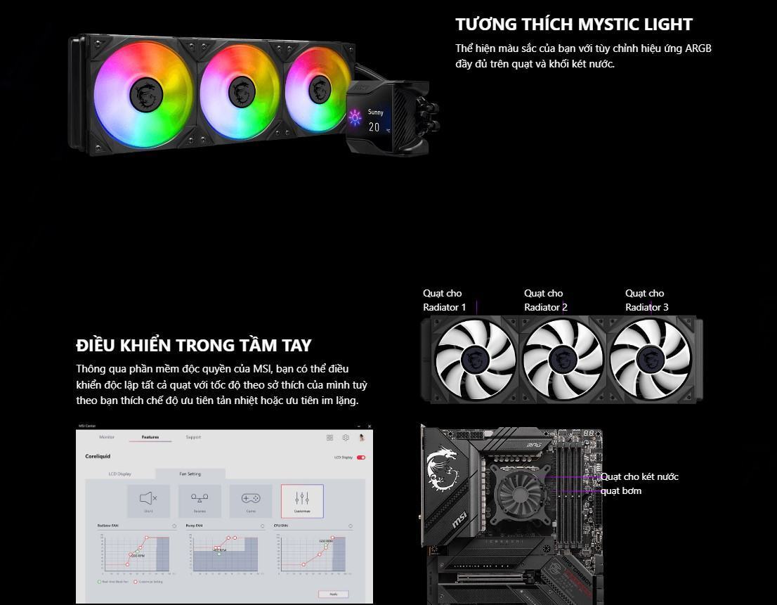 Tản nhiệt nước AIO MSI MAG MAG CORELIQUID D360 BLACK