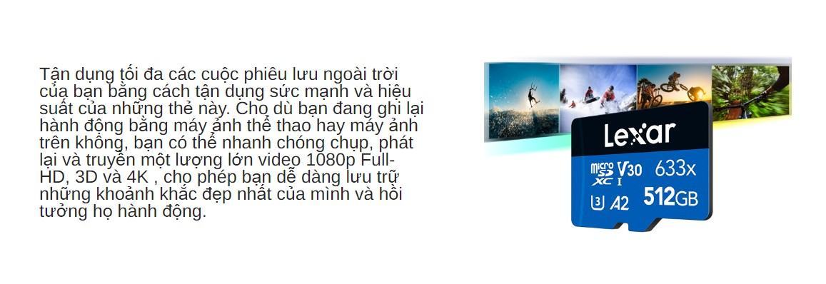 Thẻ nhớ LEXAR microSDXC U3, V30, thẻ nhớ 256