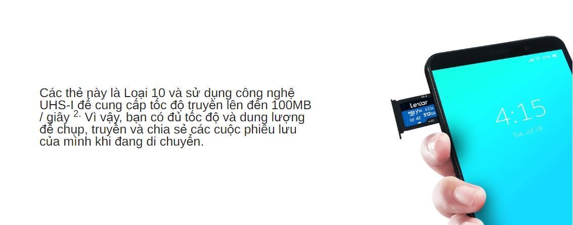 Thẻ nhớ LEXAR microSDXC U3, V30 tốc độ vượt trội