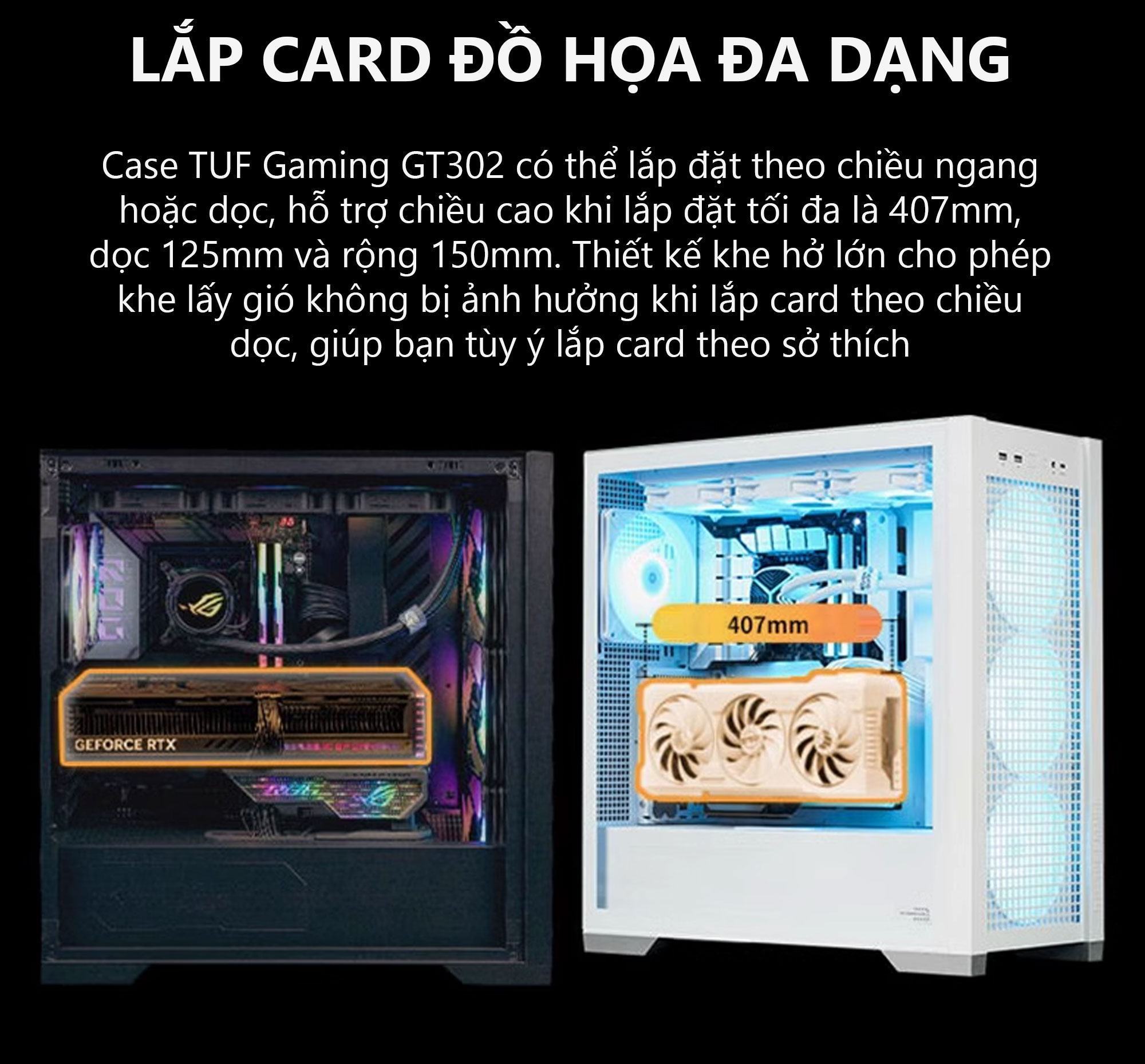 Vỏ Case Asus TUF Gaming GT302 ARGB Black (eATX/Full Tower/ Màu Đen) 