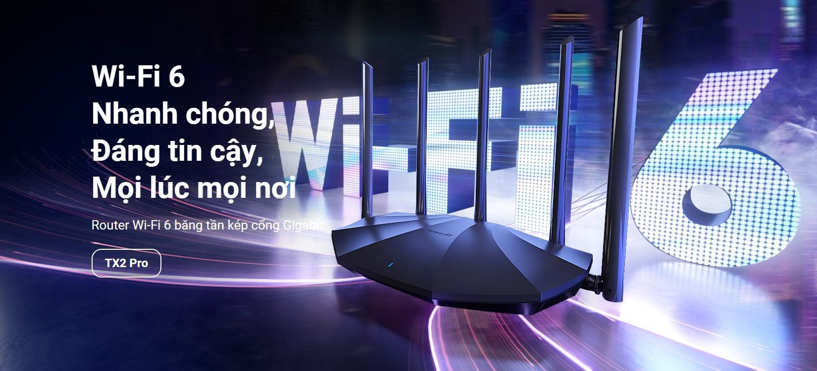 Bộ phát wifi Tenda TX2 PRO Wifi 6 Tốc độ AX1500Mbps