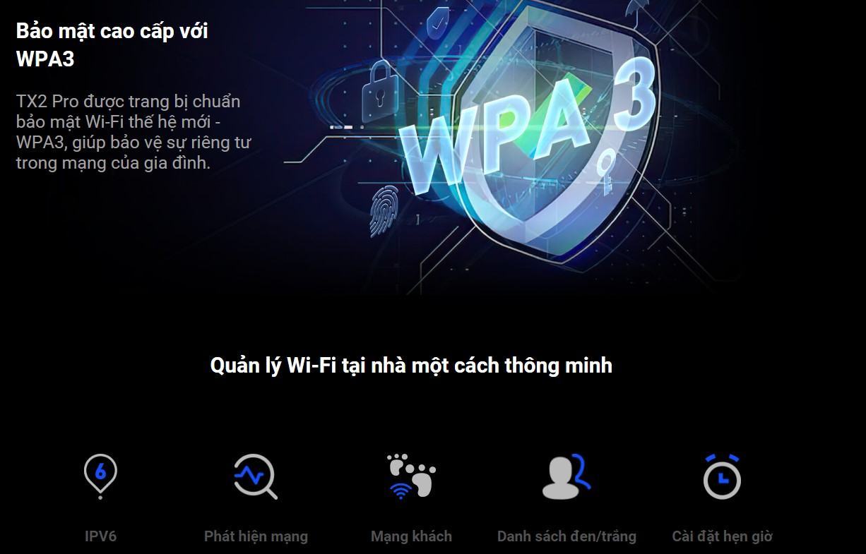 Bộ phát wifi Tenda TX2 PRO Wifi 6 Tốc độ AX1500Mbps 