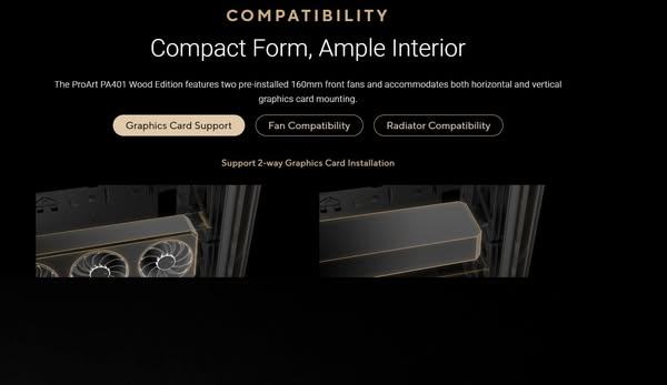 vo case asus proart pa401 wood tg pwm black atx mid