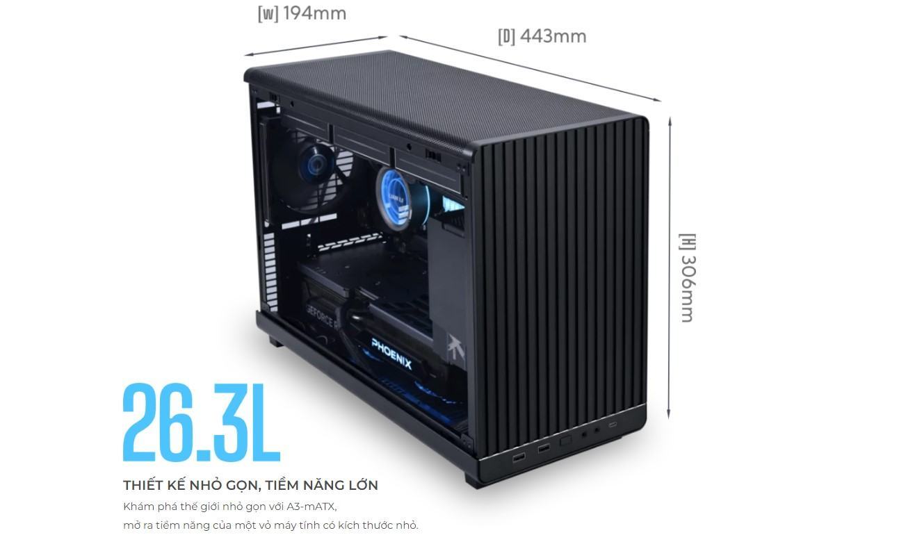 vo case lian li a3 black wood matx mid tower mau